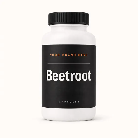 Blank-label mockup of Beetroot on a screw-top bottle, with the brand name left blank for yours