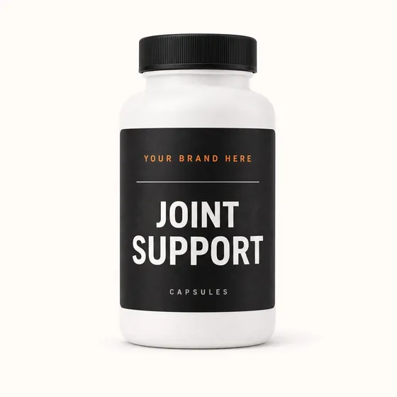 Blank-label mockup of Joint Support on a screw-top bottle, with the brand name left blank for yours